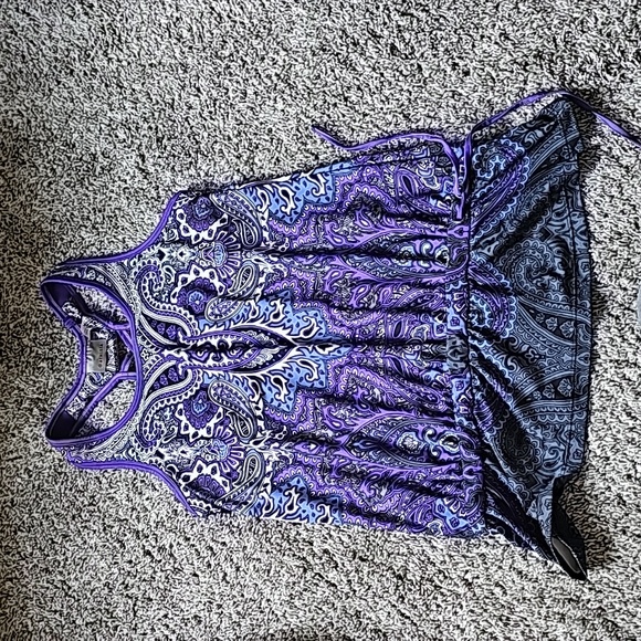 STUNNING ATHLETA PURPLE PAISLEY TIC TAC TOE RACERBACK TOP - Picture 2 of 9